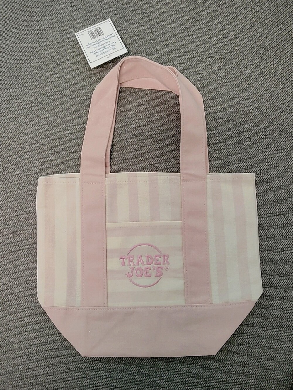 [New] Trader Joe's Striped Mini Canvas Tote Bag - Pink